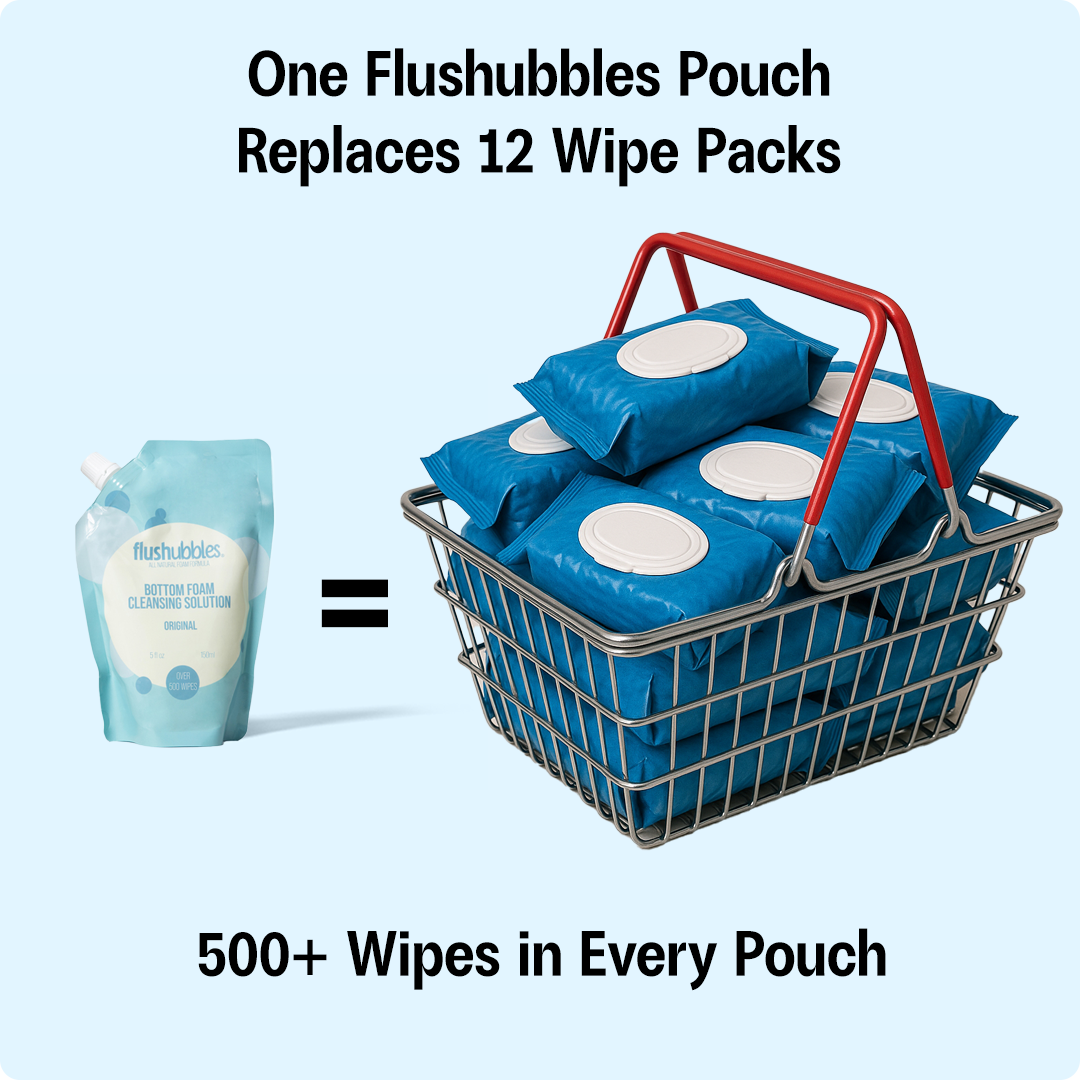 Stop Wasting Money on Flushable Wipes — One Flushubbles Pouch Lasts Longer Than 12 Packs